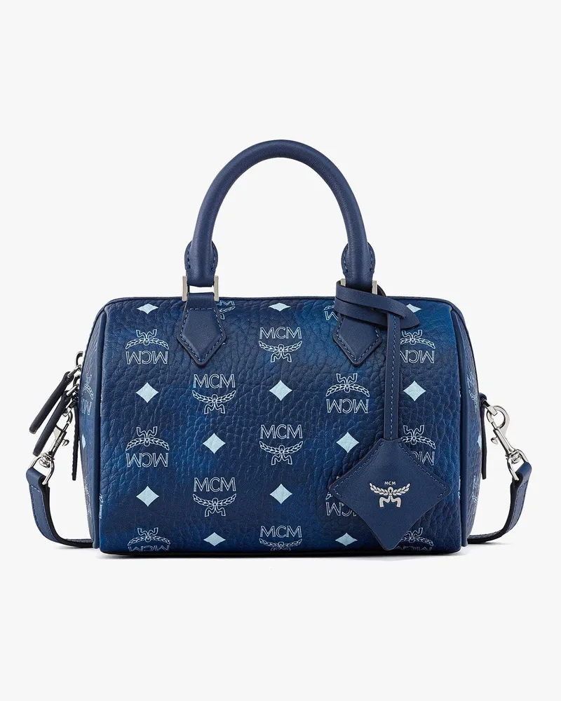 MCM Ella Boston Tasche aus Visetos Blue