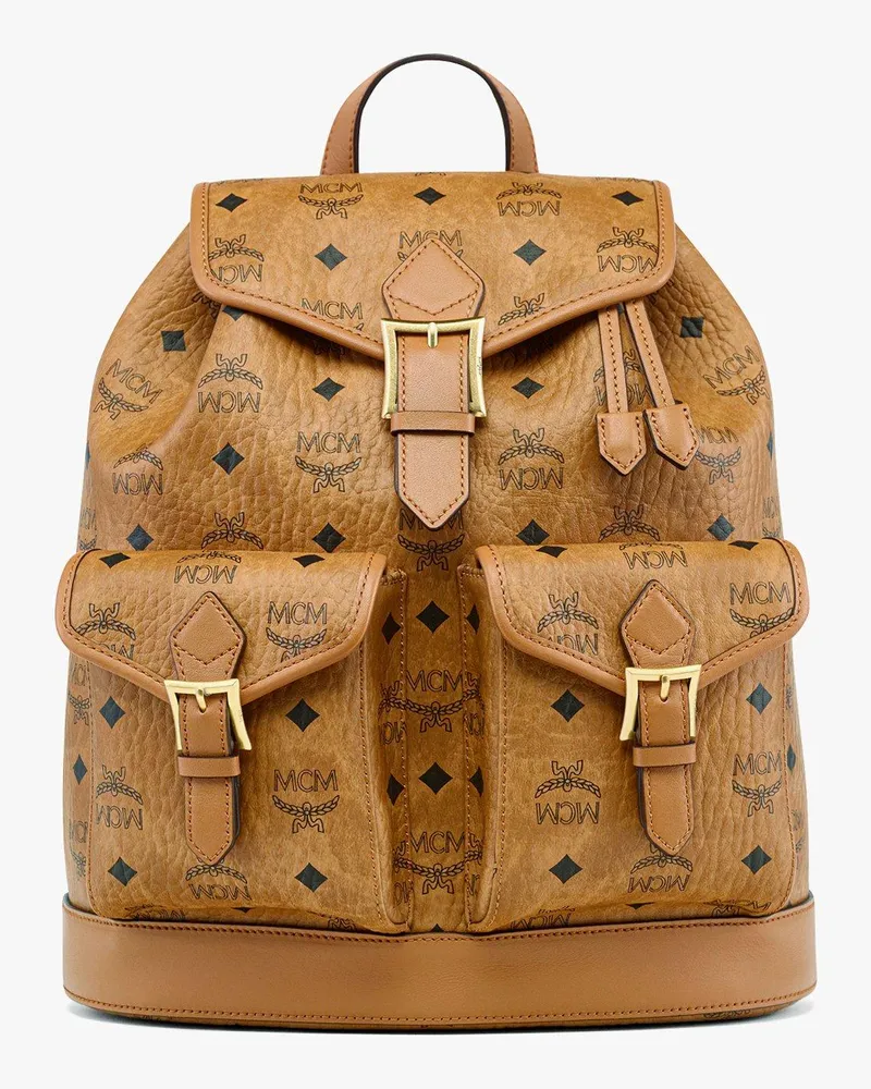 MCM Aren Rucksack mit Kordelzug in Visetos Cognac