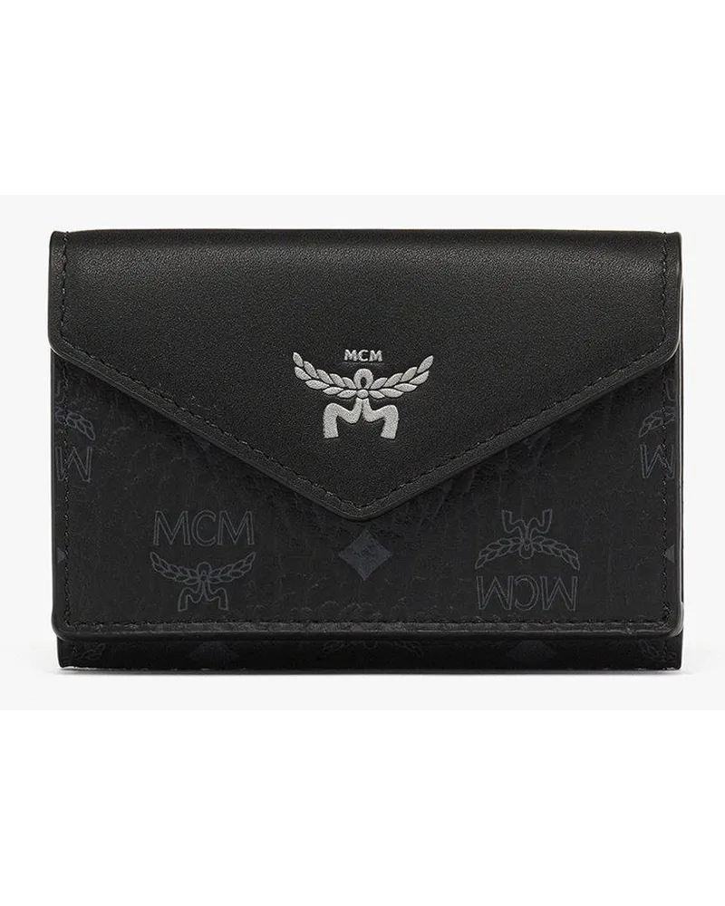 MCM Aren dreifach gefaltetes Portemonnaie in Visetos Black