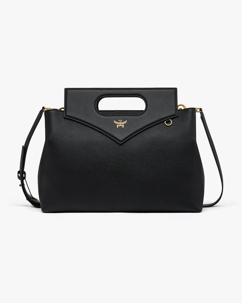 MCM Soft Diamond Tragetasche aus genarbtem Leder Black