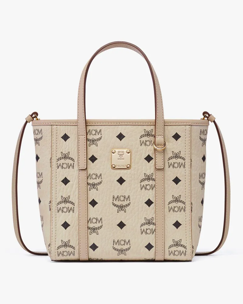 MCM Stark Rucksack in Visetos mit seitlichen Nieten BEIGE+BLACK LOGO VISETOS Beige+black