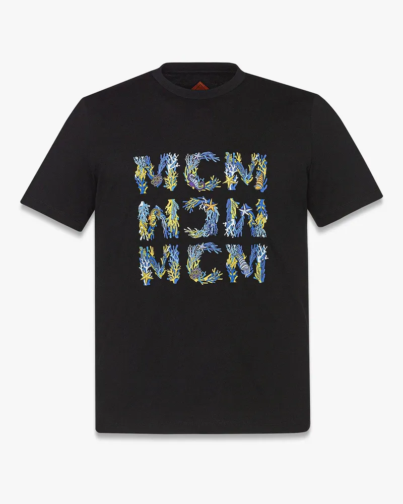 MCM Logo-T-Shirt Aquatic aus Bio-Baumwolle Black