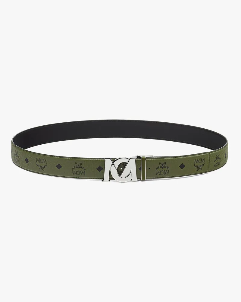 MCM M-Art Wendegürtel in Visetos, 3,8 cm Khaki
