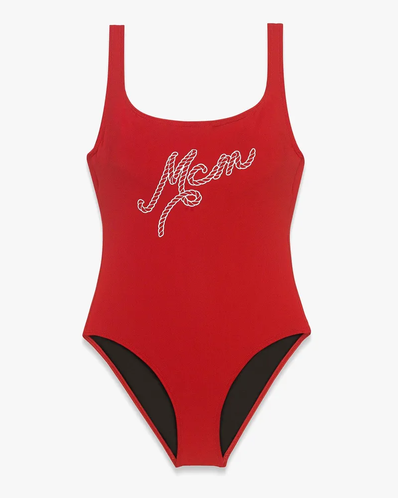 MCM Logo Print Badeanzug Candy