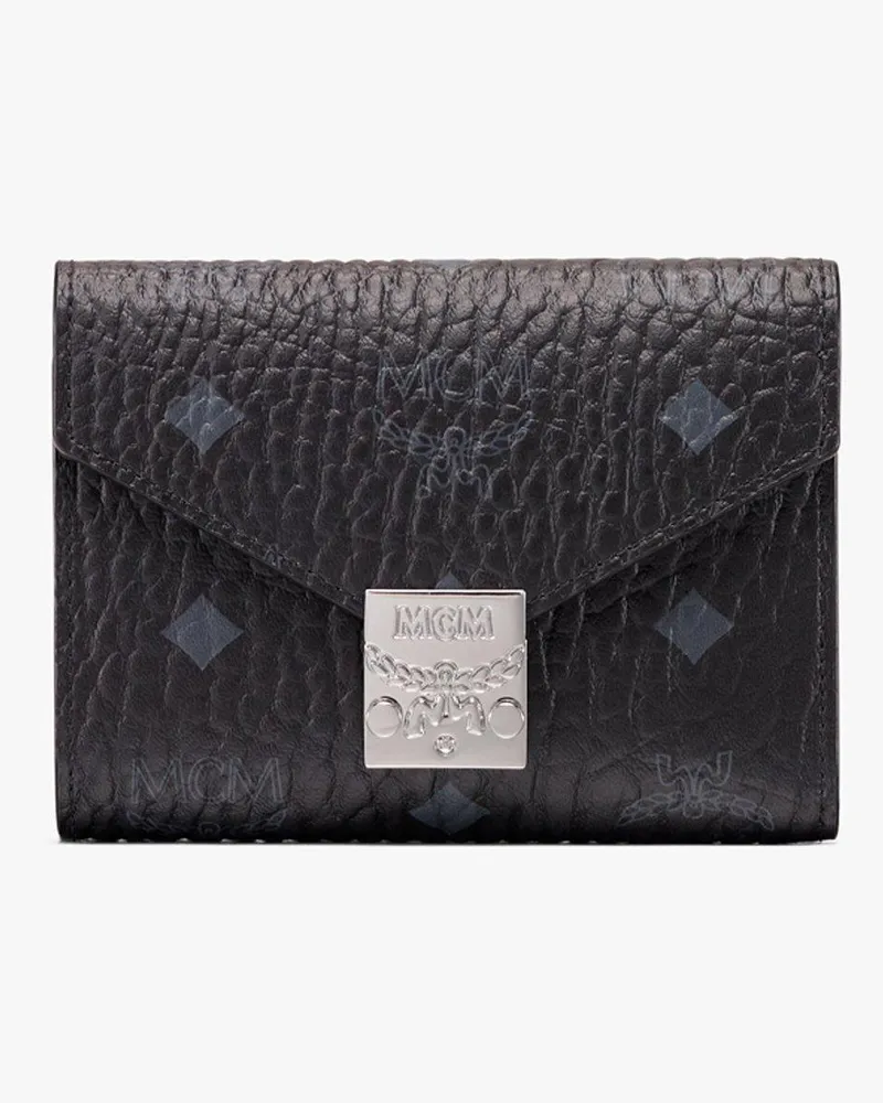 MCM Tracy dreifach gefaltetes Portemonnaie in Visetos Black
