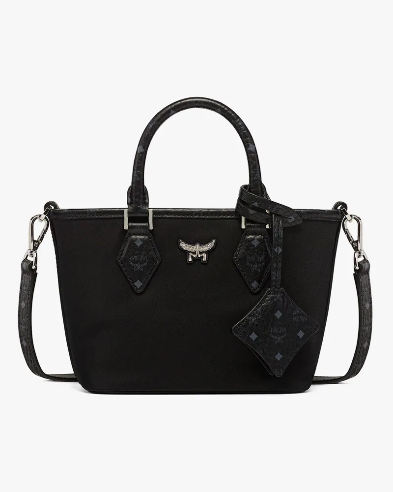MCM Aren Shopper aus recyceltem Nylon und Leder mit Monogramm-Print Black