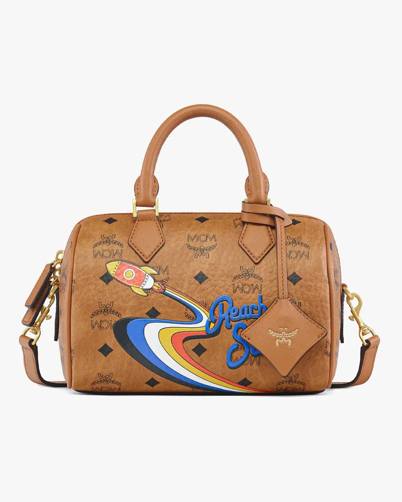 MCM Ella Boston Tasche in Rocket Visetos Cognac