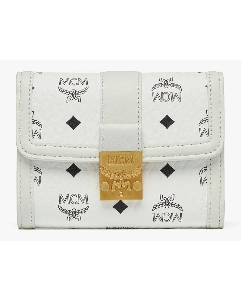 MCM Tracy dreifach gefaltetes Portemonnaie in Visetos White