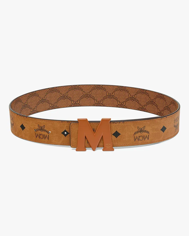 MCM Claus M Wendegürtel mit Monogramm, 3,8 cm Cognac