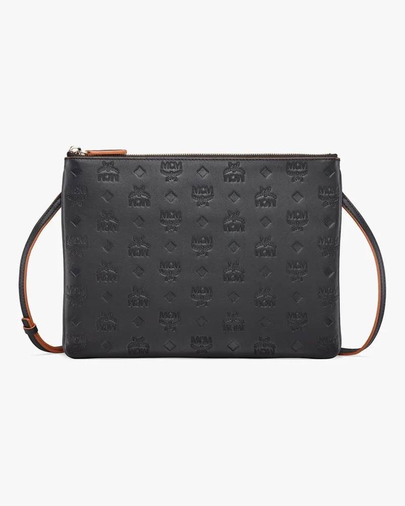 MCM Aren Crossbody-Pouch aus Leder mit Monogramm Black