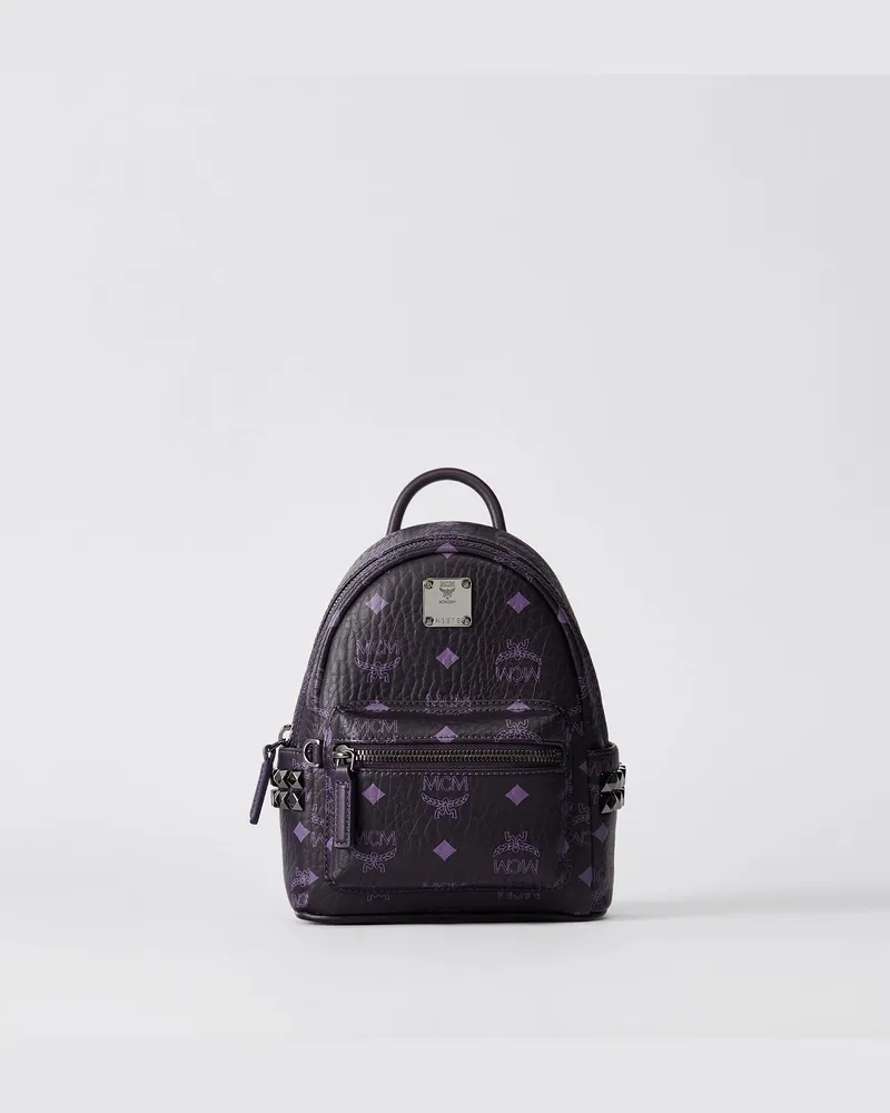 MCM Stark Rucksack in Visetos mit seitlichen Nieten DEEP PURPLE VISETOS Deep