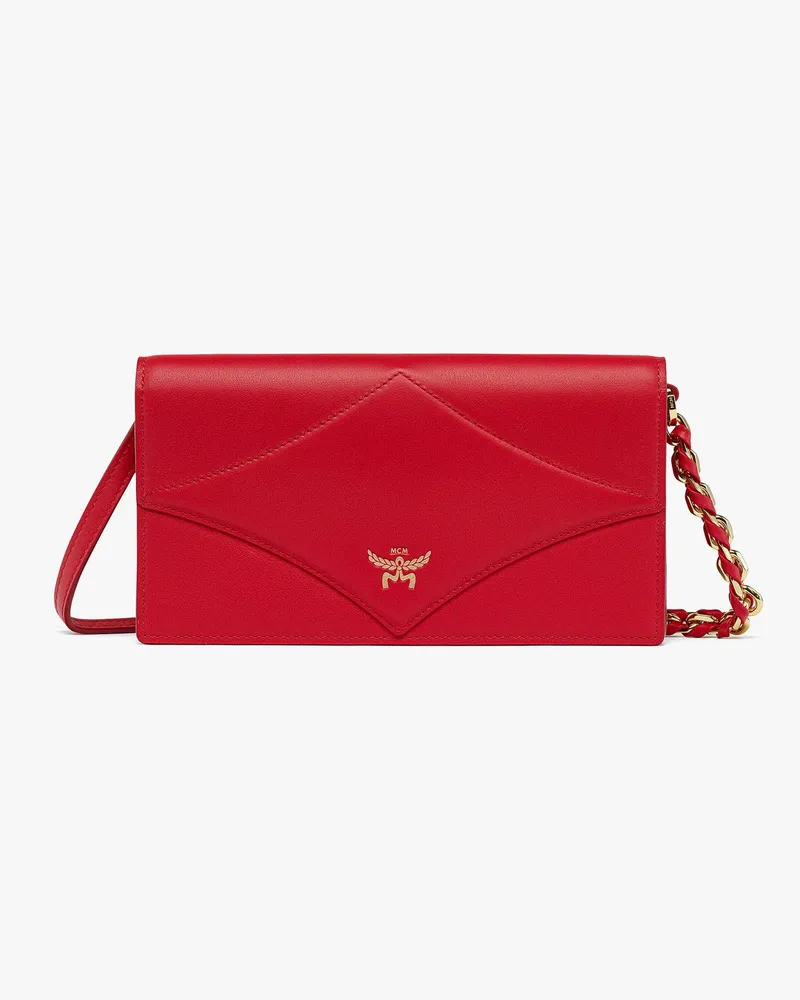 MCM Diamond Portemonnaie aus Kalbsleder mit Kettenriemen Candy