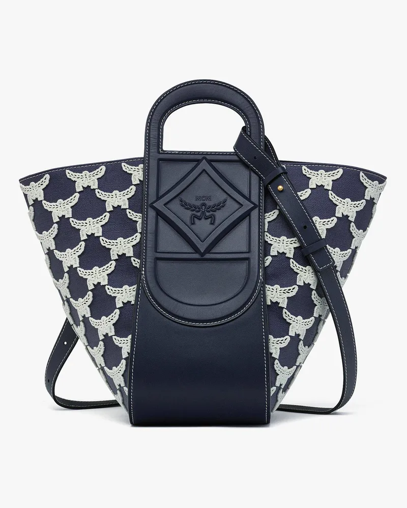 MCM Mode Travia Tragetasche aus spanischem Nappaleder Chambray