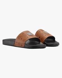 MCM Slides mit Monogramm-Print Cognac