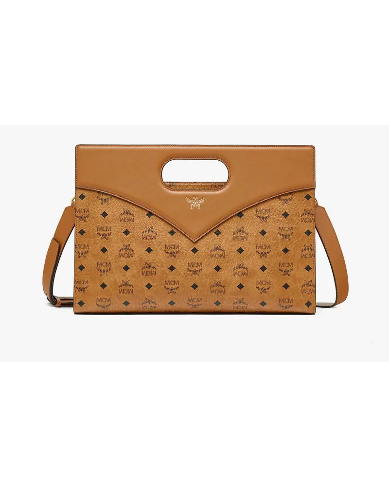 MCM Diamond Tragetasche in Visetos Leder-Mix Cognac