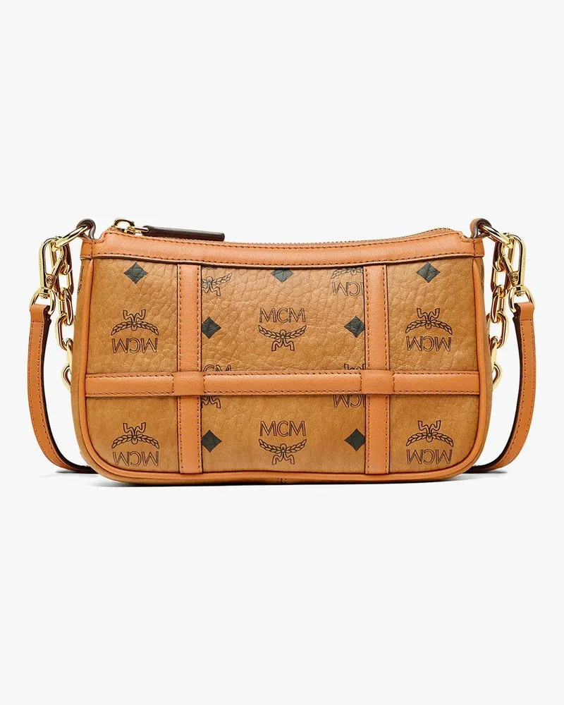 MCM Aren Shoulder Bag in Visetos Cognac