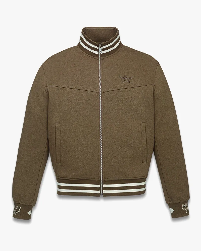 MCM Trainingsjacke Essential aus Ponte mit Logo Khaki