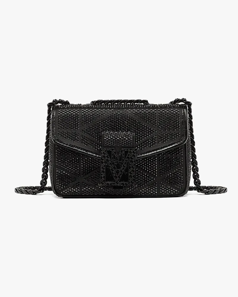 MCM Travia gesteppte Schultertasche in Crystal Satin Nylon Black