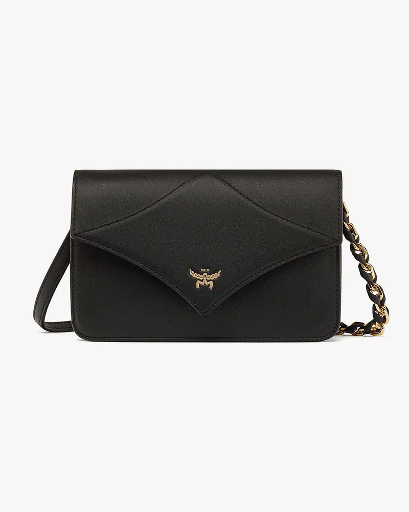 MCM Diamond Schultertasche aus spanischem Kalbsleder Black