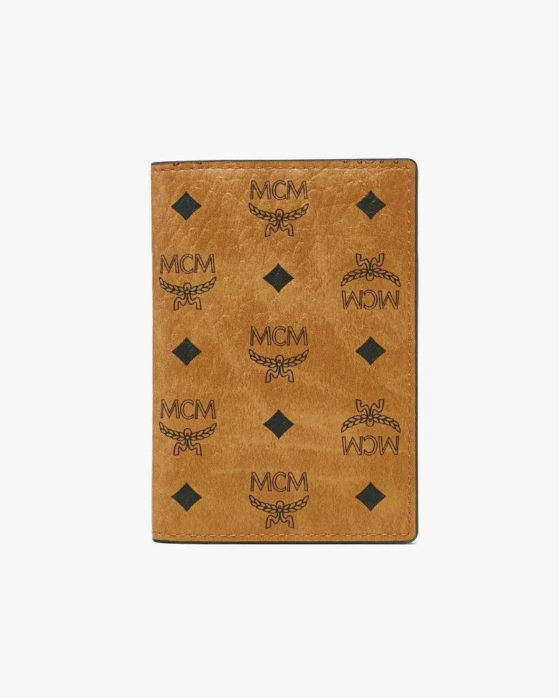 MCM Brieftasche Aren in Visetos mit Reissverschluss Cognac