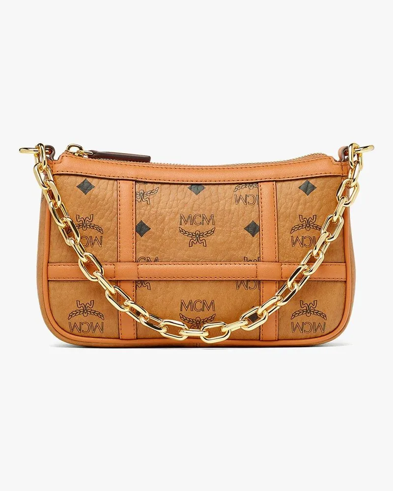 MCM Aren Schultertasche in Visetos Cognac