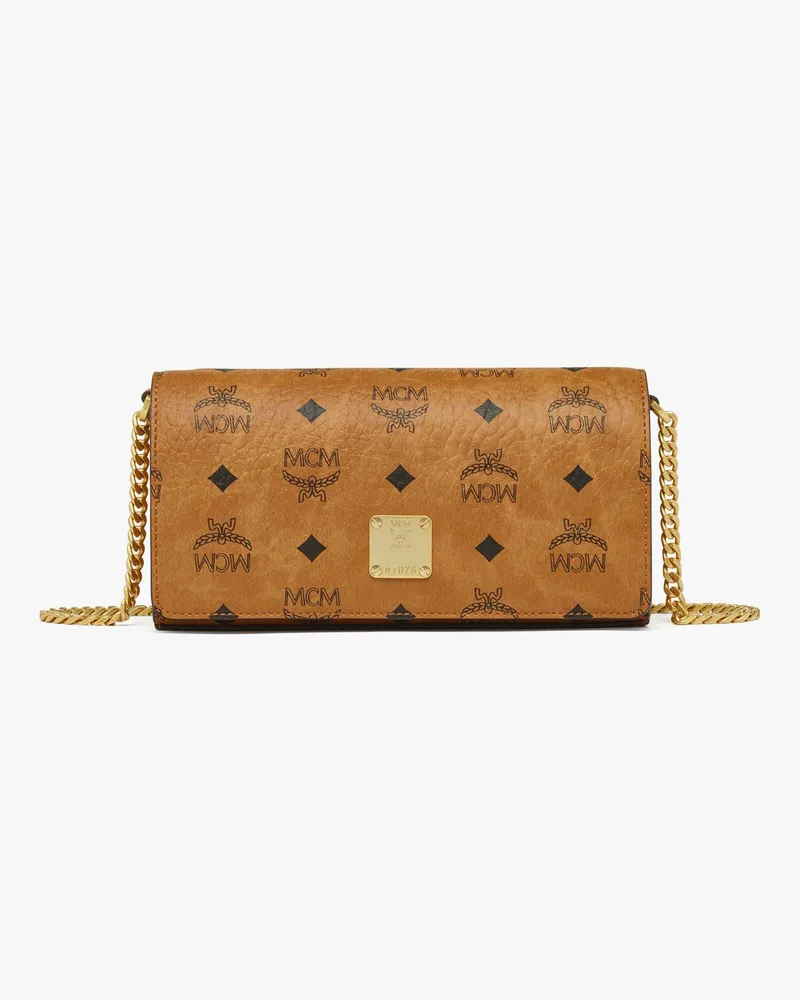 MCM Aren Schultertasche in Visetos Cognac