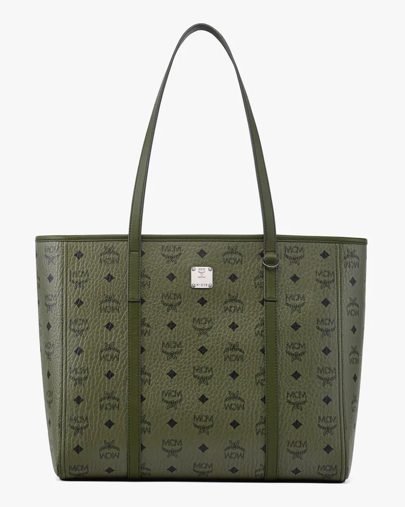 MCM Toni Shopper mit Reissverschluss oben in Visetos Khaki