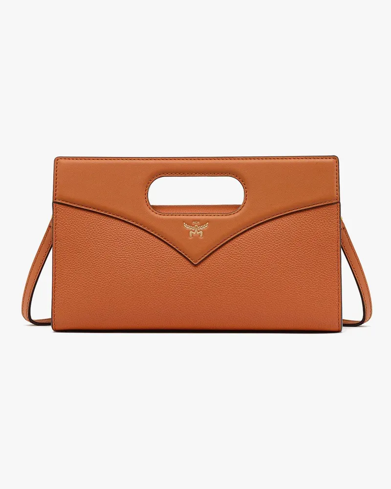 MCM Diamond Tragetasche aus geprägtem Leder Cognac