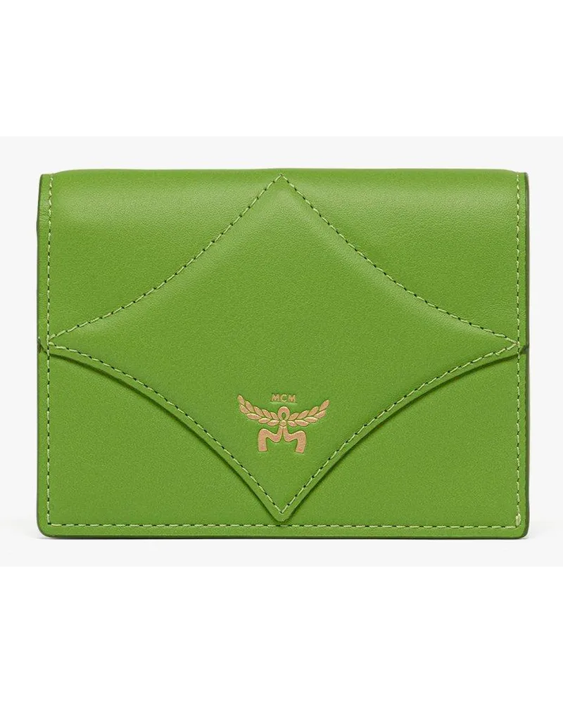 MCM Diamond Portemonnaie aus Kalbsleder Green