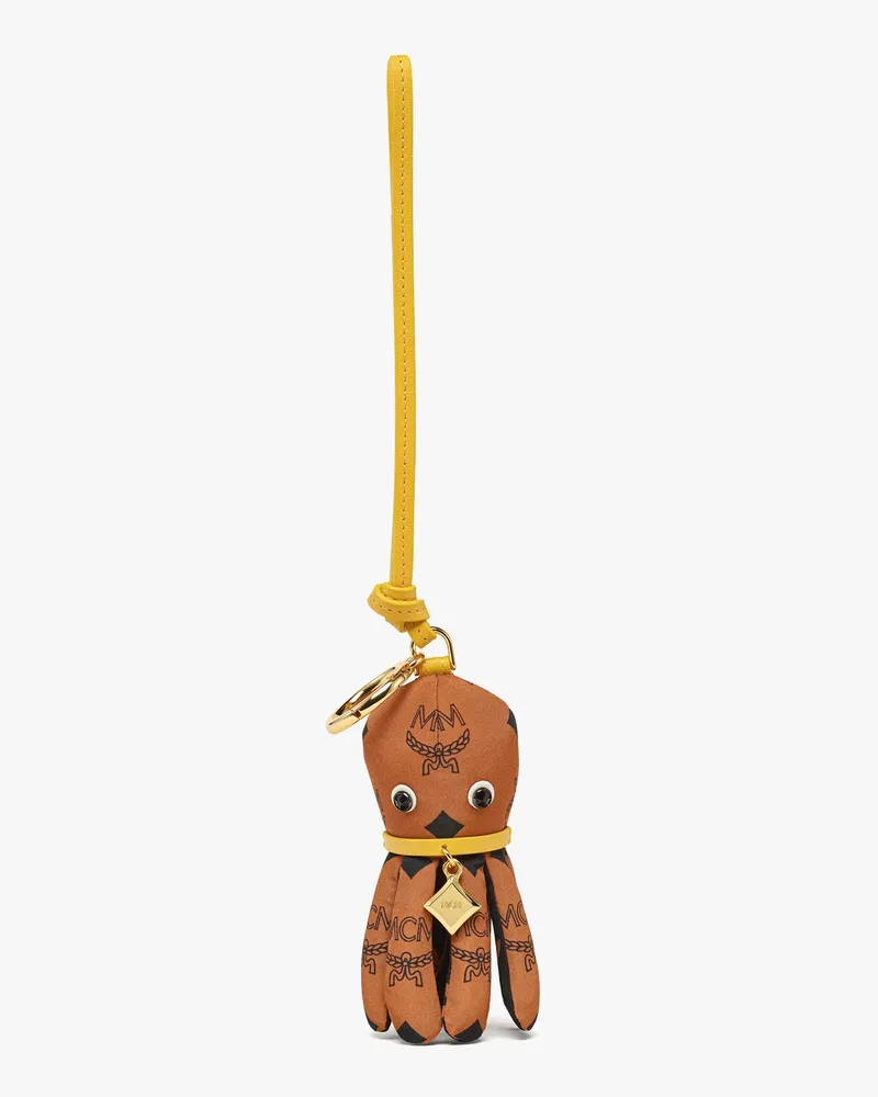 MCM Aren Oktopus-Anhänger aus Nylon mit Monogramm Cognac