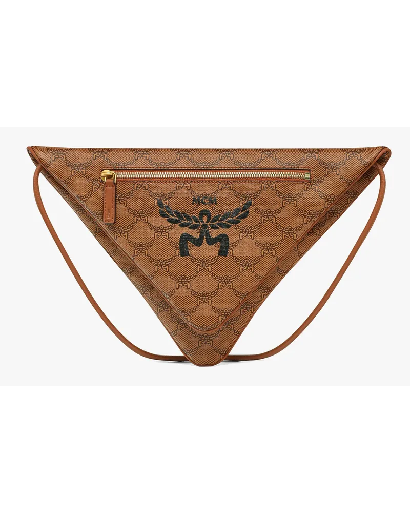MCM Dreieckige Tasche in Himmel Lauretos Cognac
