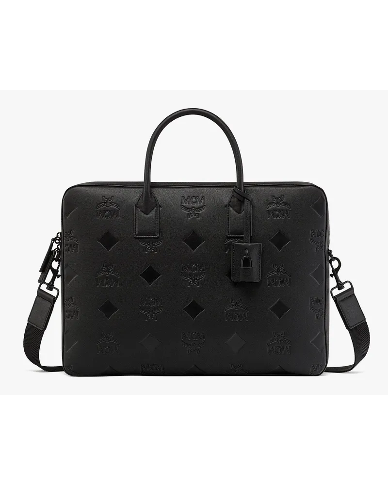 MCM Klassik Aktentasche aus Leder mit Maxi-Monogramm Black