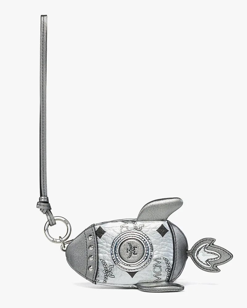 MCM Pouch-Anhänger Aren Rakete in Visetos Silver