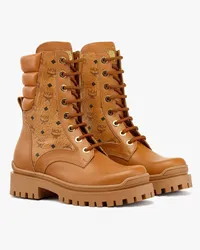 MCM Kalbslederstiefel in Visetos Cognac