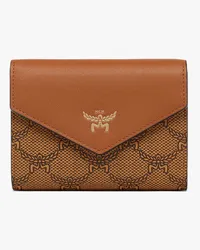 MCM Himmel dreifach gefaltetes Portemonnaie in Lauretos Cognac