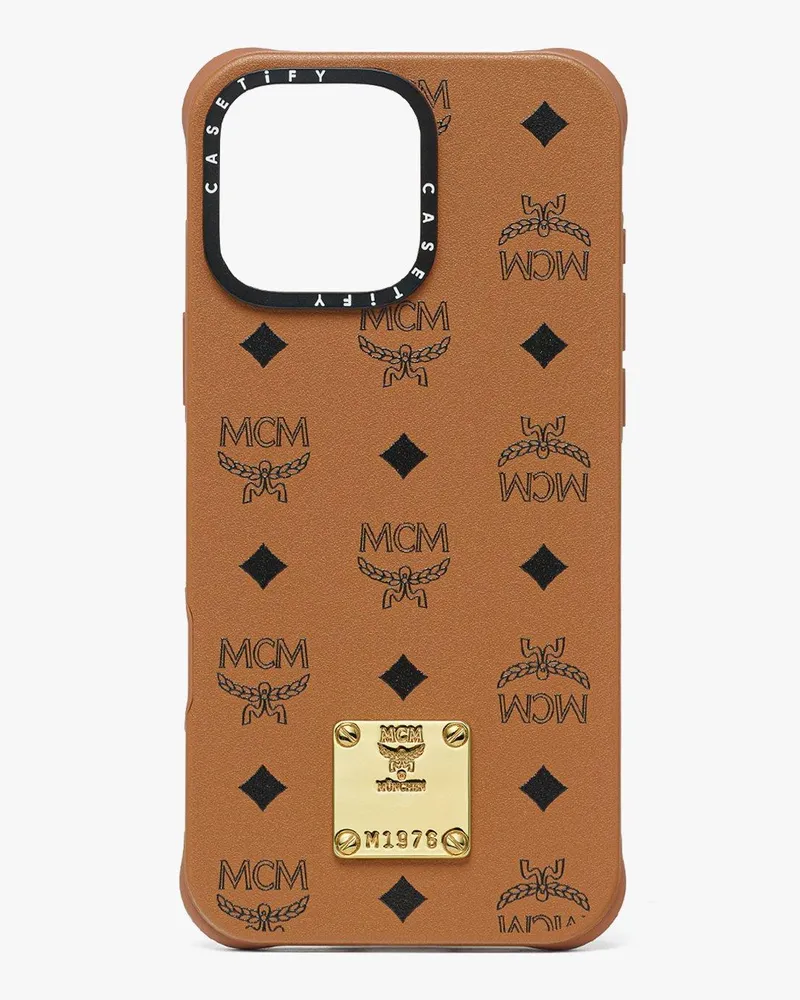 MCM iPhone 16 Pro Max iPhone-Hülle  X CASETiFY aus BioVeg mit Messingplakette Cognac