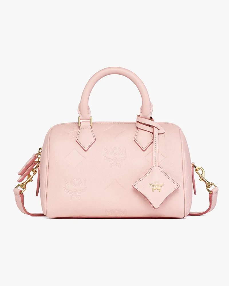 MCM Ella Boston Tasche aus Leder mit Maxi-Monogramm Lotus