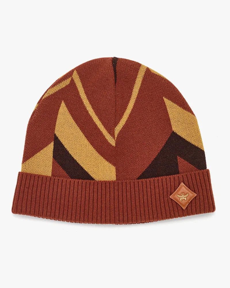 MCM Beanie aus Woll-Kaschmir-Jacquard mit Mega-Fischgrätmuster Old