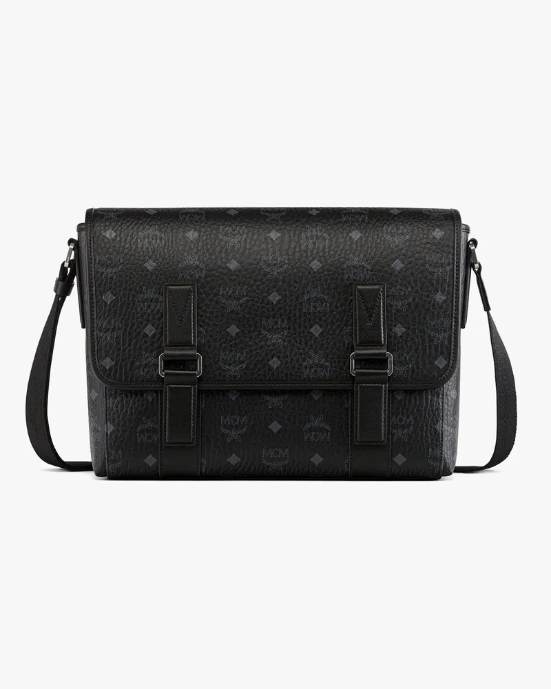 MCM Aren Messenger-Tasche in Visetos Black