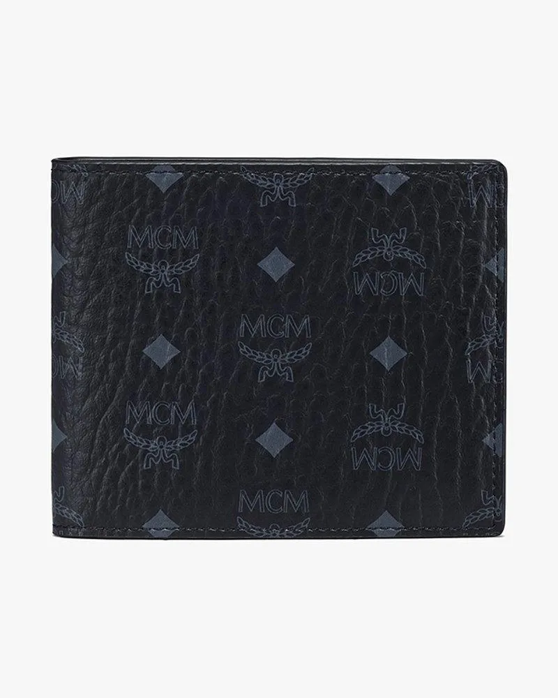 MCM Gefaltete Brieftasche in Visetos Original Black