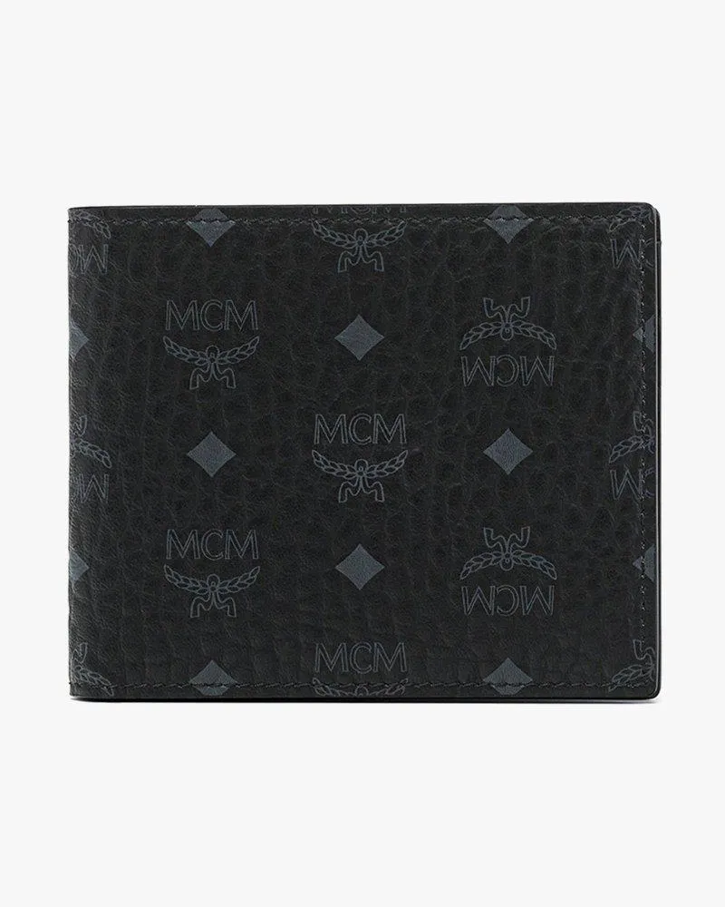 MCM Gefaltete Brieftasche in Visetos Original Black