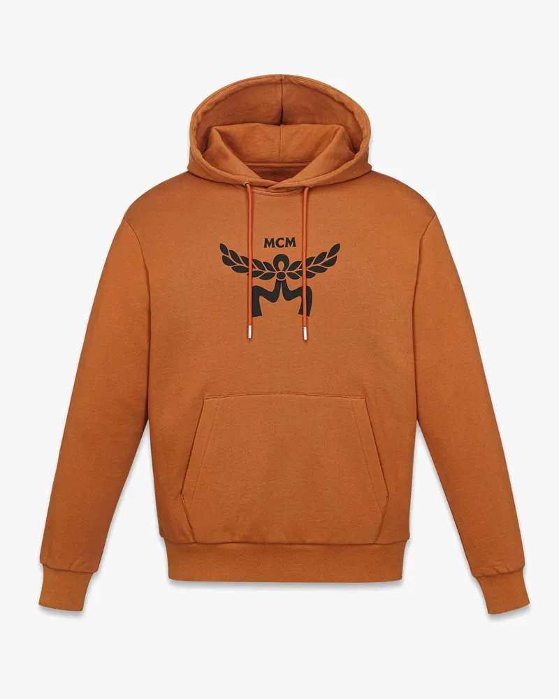 MCM Kapuzenpulli aus Bio-Baumwolle mit klassischem Logo Cognac