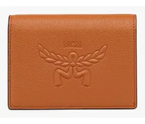 Himmel gefaltetes Portemonnaie aus Leder mit Schnappverschluss und Logoprägung