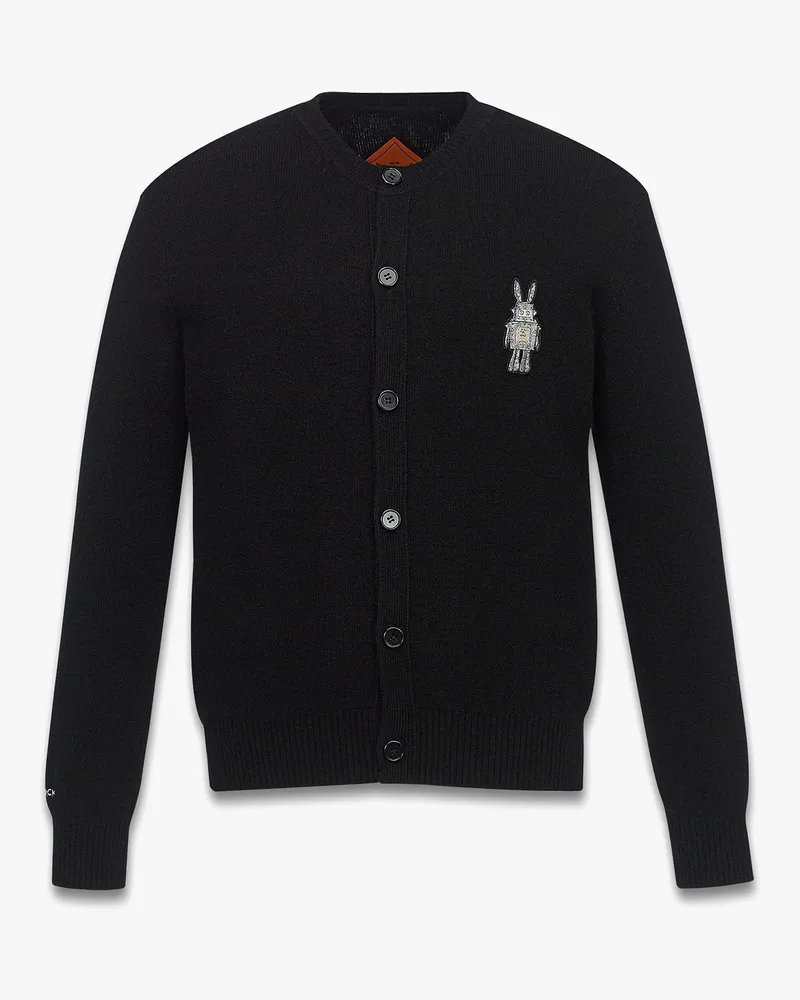 MCM Strickjacke aus Wolle mit Rabot-Aufnäher Black
