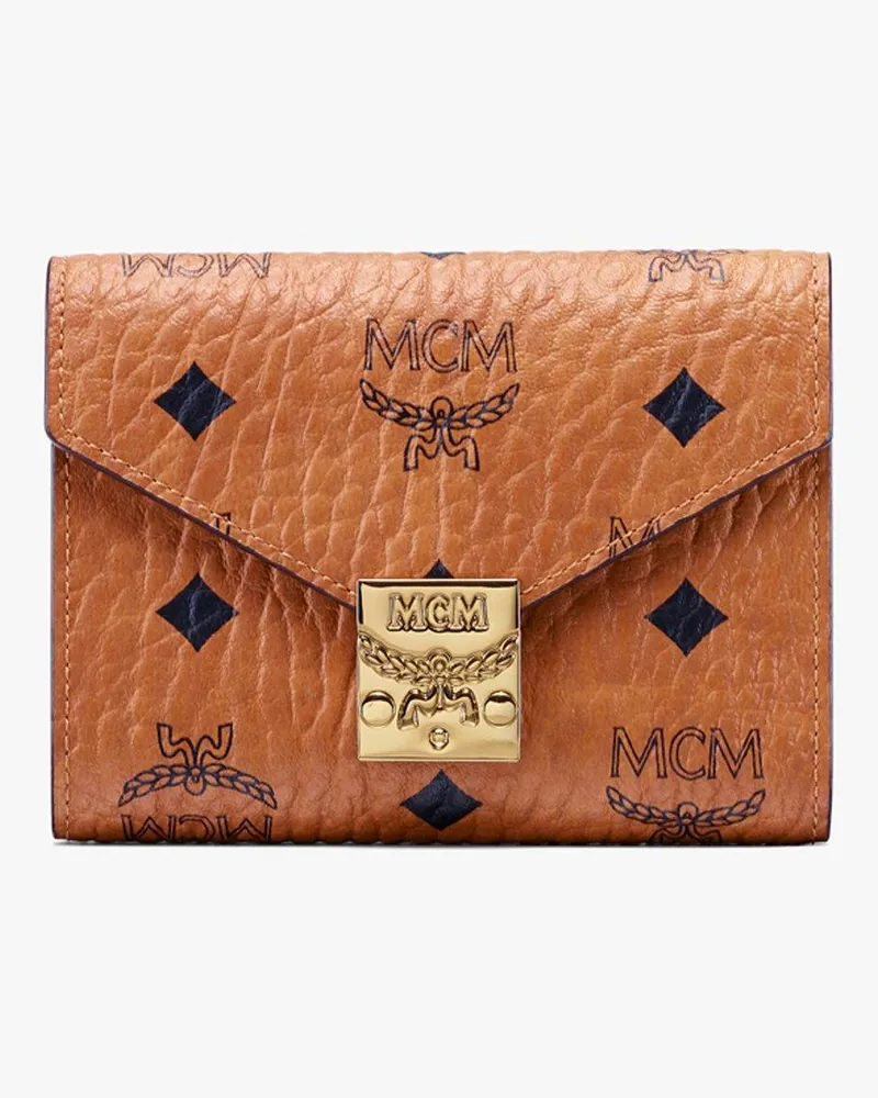 MCM Tracy dreifach gefaltete Brieftasche in Visetos Cognac