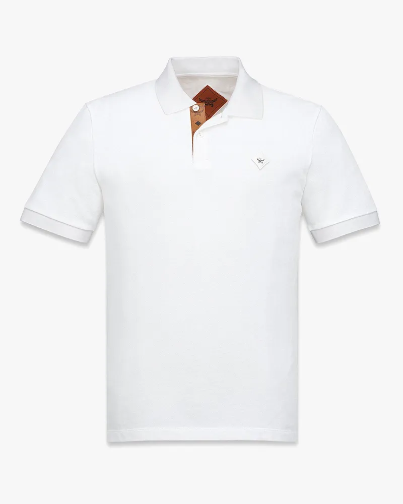 MCM Piqué-Poloshirt mit rautenförmigem Aufnäher White