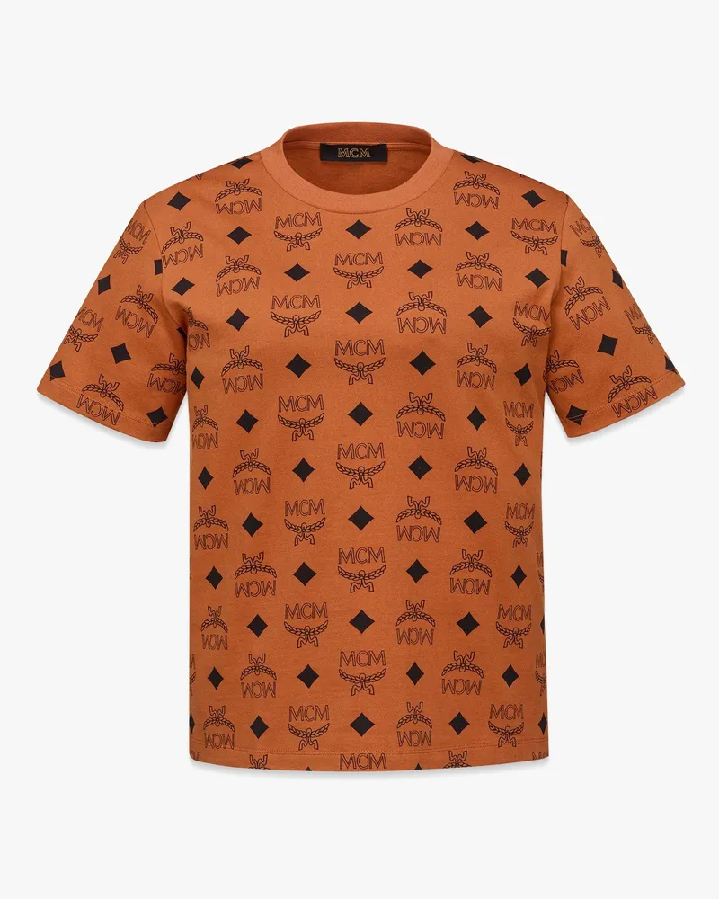 MCM T-Shirt aus Bio-Baumwolle mit gedrucktem Maxi-Monogramm Cognac