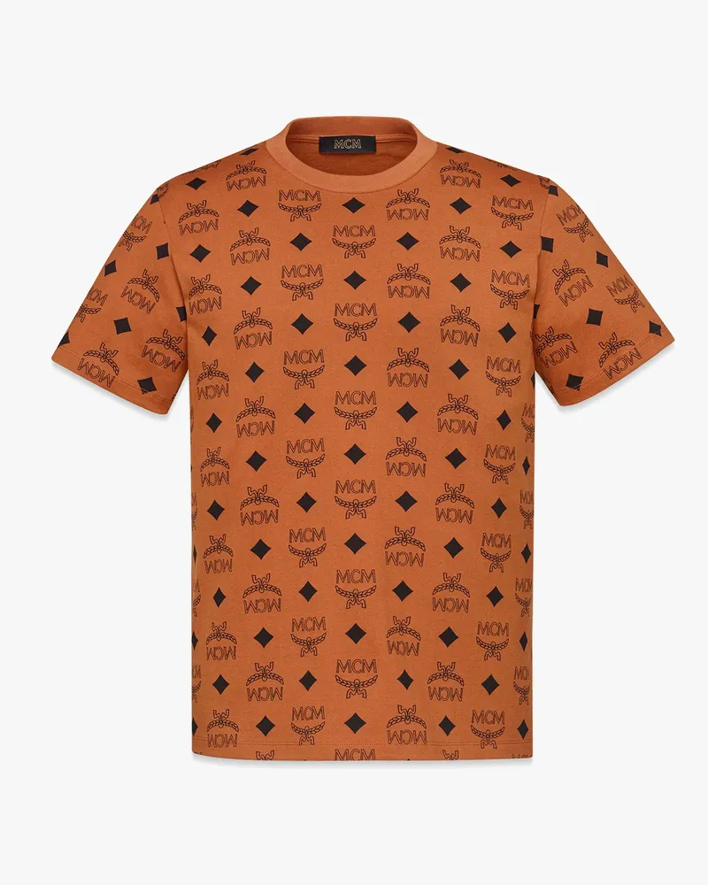 MCM T-Shirt aus Bio-Baumwolle mit gedrucktem Maxi-Monogramm Cognac