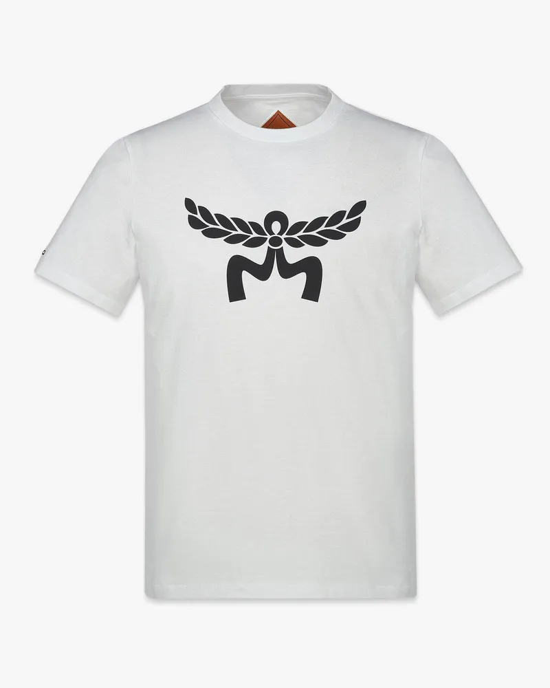 MCM T-Shirt aus Bio-Baumwolle mit gedrucktem Lorbeerlogo White