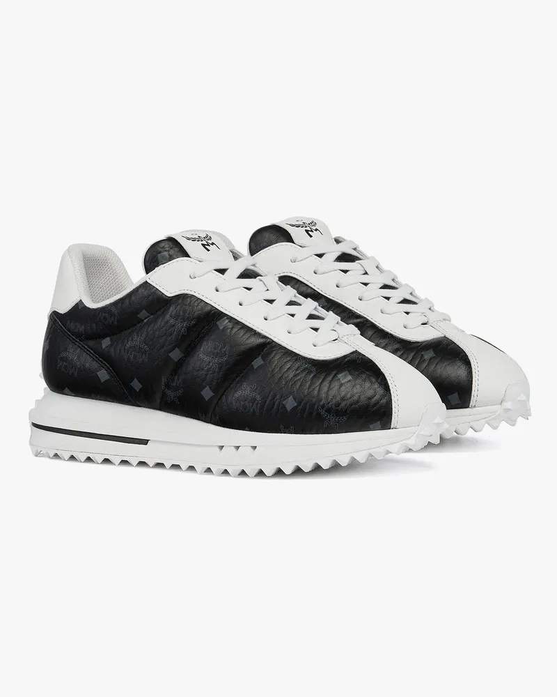 MCM Sneaker Diamante aus gestepptem Leder mit Monogramm Black